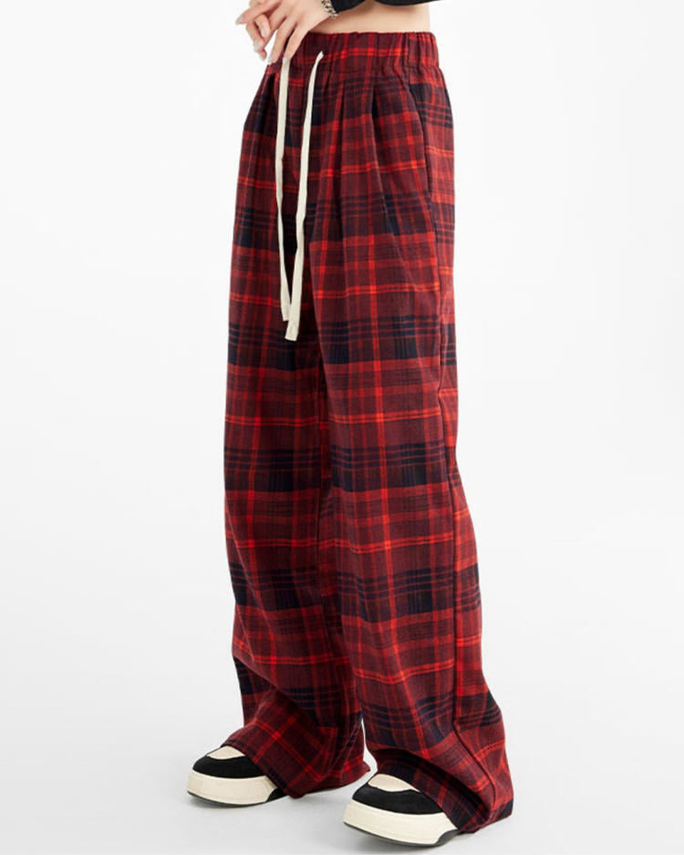 RED AND BLACK PLAID PANTS FOR MEN OR WOMEN CASUAL APPAREL
