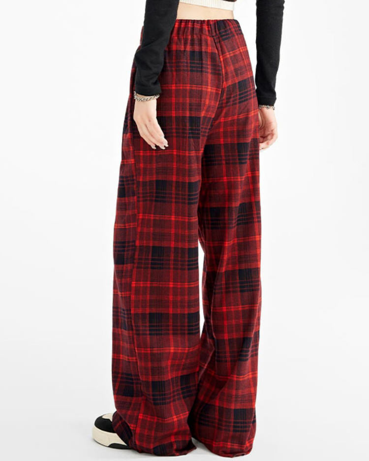 RED AND BLACK PLAID PANTS FOR MEN OR WOMEN CASUAL APPAREL