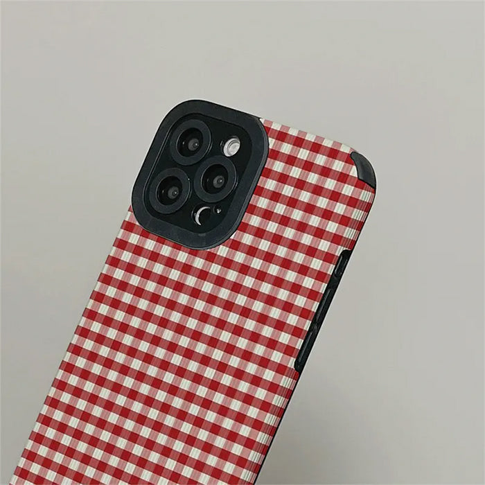 RED AND WHITE CHECKERED PLAID IPHONE CASE FOR A PREPPY LOOK