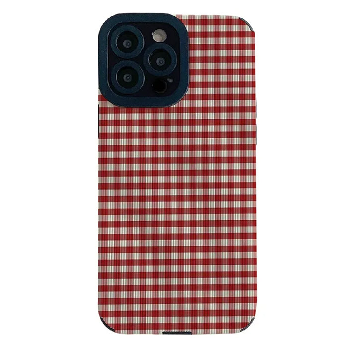 RED AND WHITE CHECKERED PLAID IPHONE CASE FOR A PREPPY LOOK