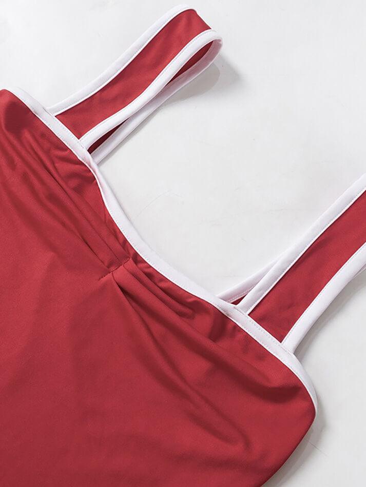 RED AND WHITE TANK TOP Y2K SLIM FIT