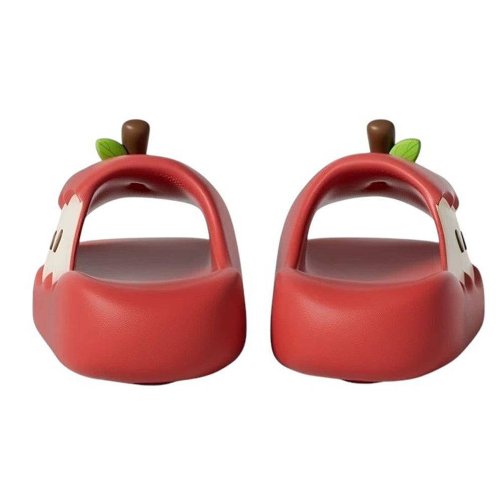 RED APPLE-SHAPED SLIPPERS WITH APPLE CORE DESIGN