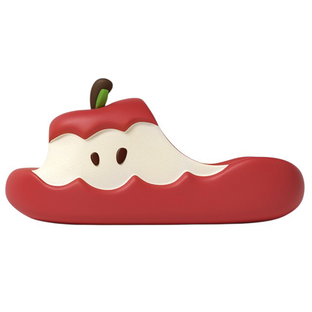RED APPLE-SHAPED SLIPPERS WITH APPLE CORE DESIGN