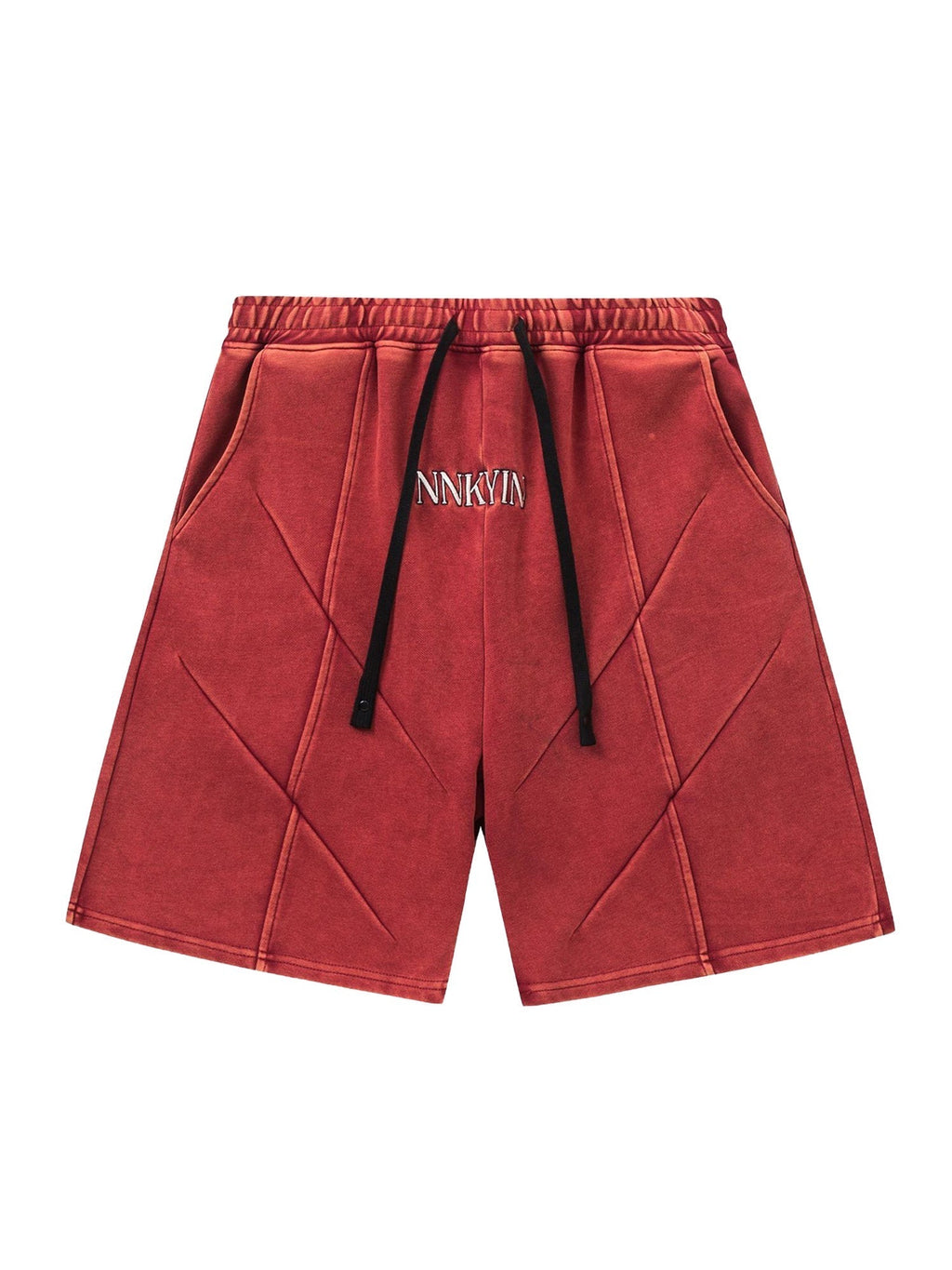 RED ATHLETIC SHORTS WITH MID WAIST AND STRAIGHT LEG DESIGN