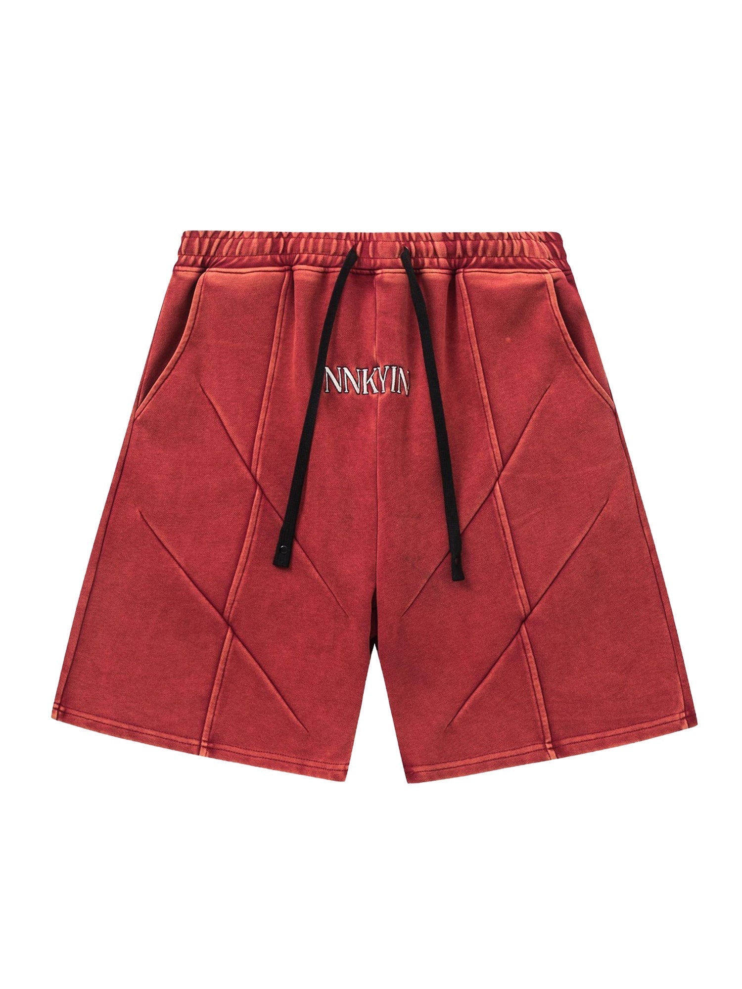 RED ATHLETIC SHORTS WITH MID WAIST AND STRAIGHT LEG DESIGN