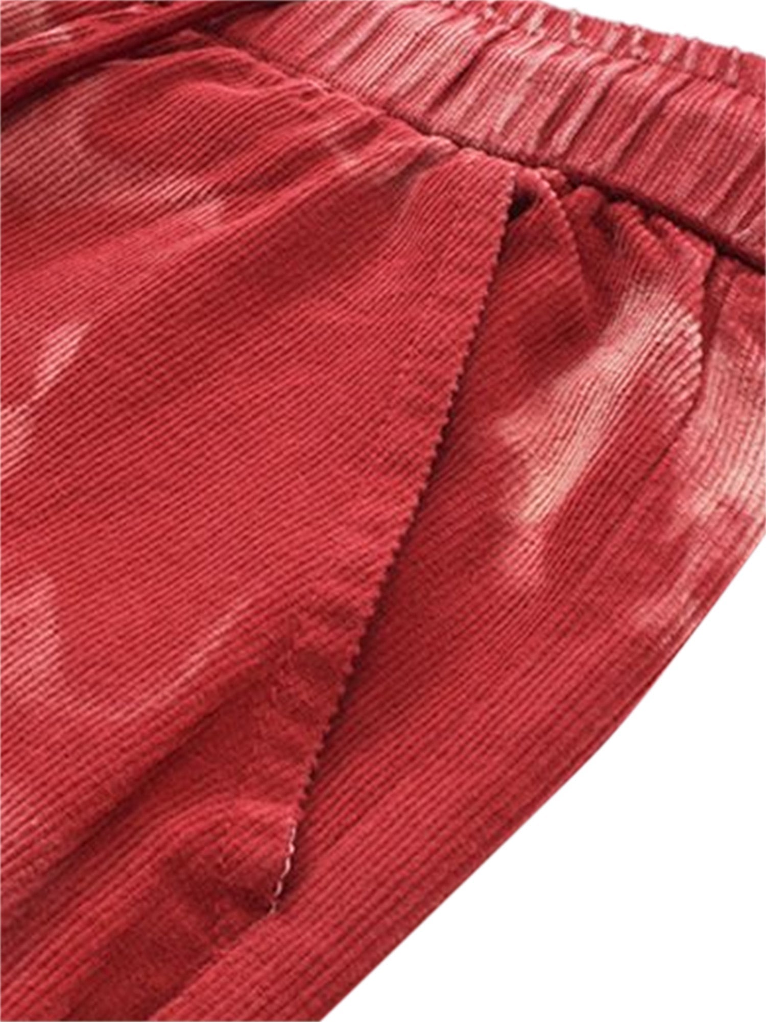 RED CARGO PANTS WITH DRAWSTRING WAIST - MID WAIST WIDE LEG STYLE