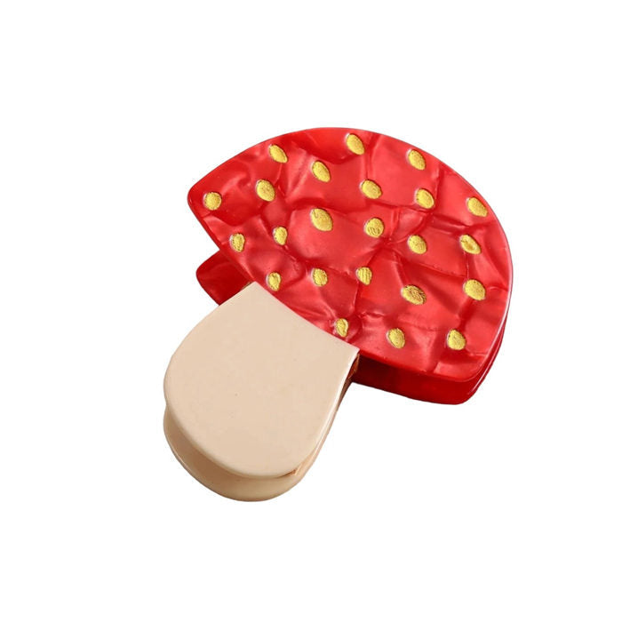 RED MUSHROOM HAIR CLIP WITH YELLOW SPOTS ACCESSORY FOR HAIRSTYLES