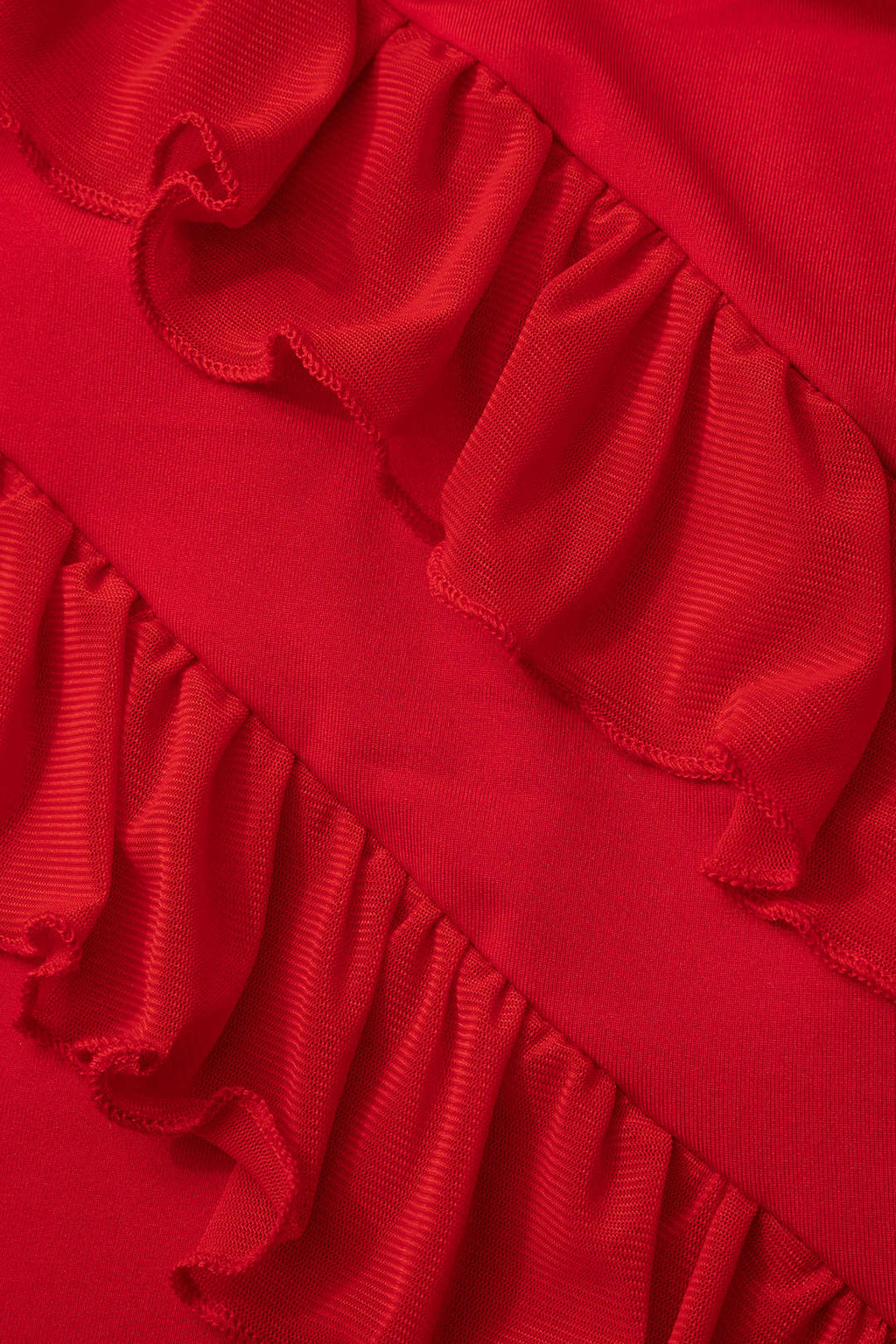 RED RUFFLED MAXI DRESS FOR ELEGANT SPECIAL OCCASION