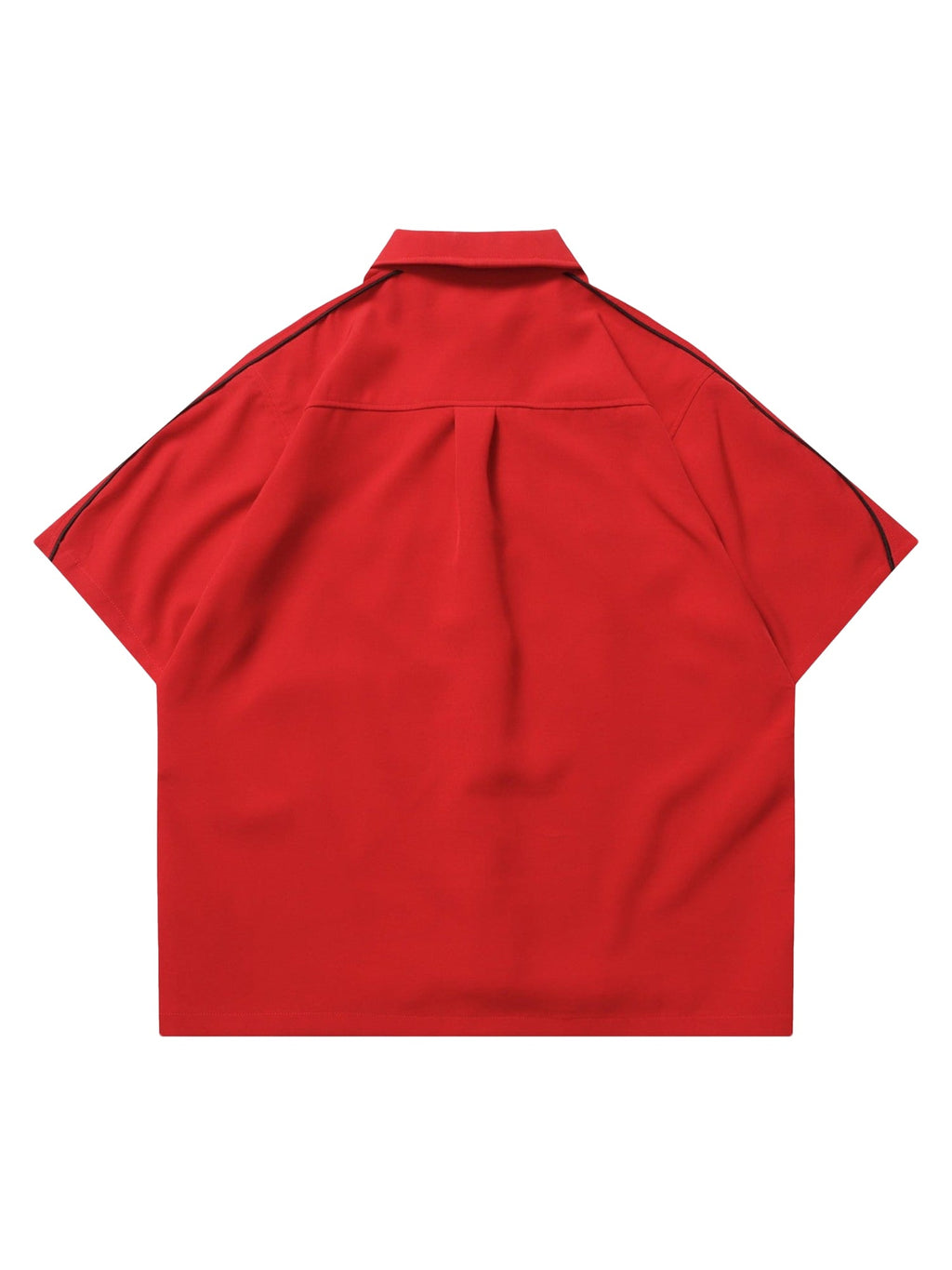RED SHORT SLEEVE SHIRT WITH BLACK STAR - TRENDY CASUAL STYLE