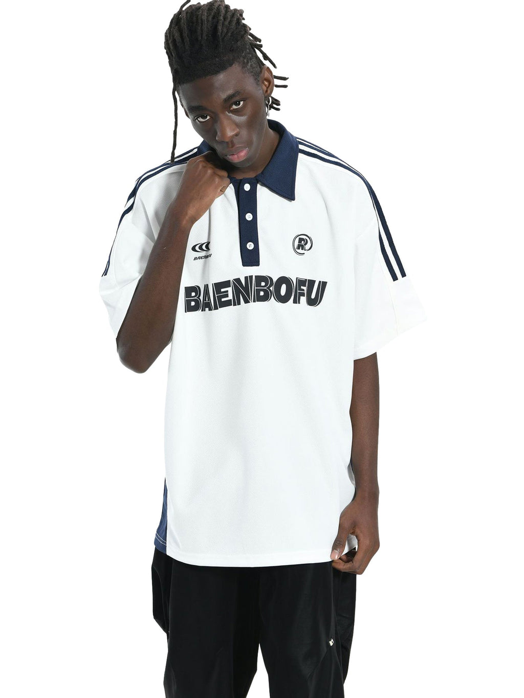 RETRO STREET POLO WHITE AND NAVY RETRO STREET POLO SHORT