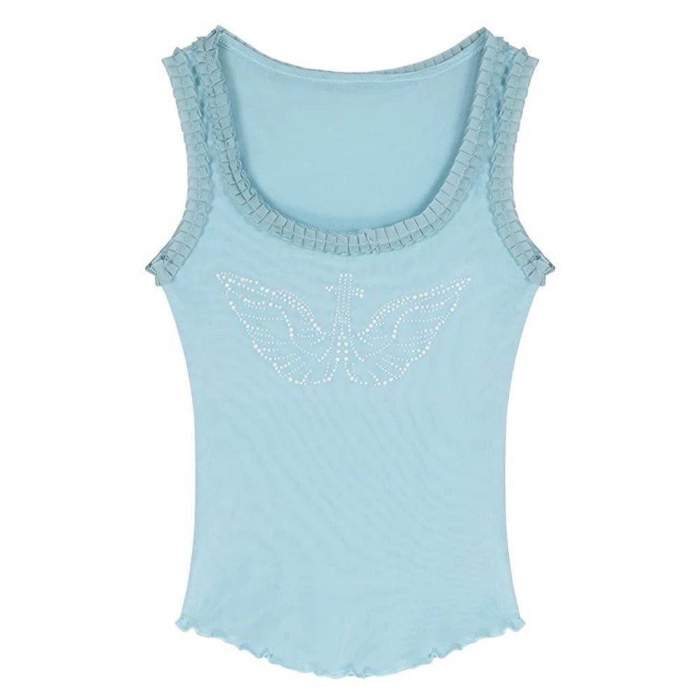 RHINESTONE ANGEL WINGS TANK TOP - STARRY ELEGANCE