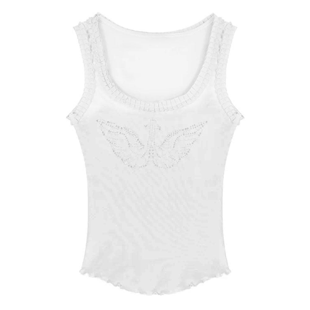 RHINESTONE ANGEL WINGS TANK TOP - STARRY ELEGANCE