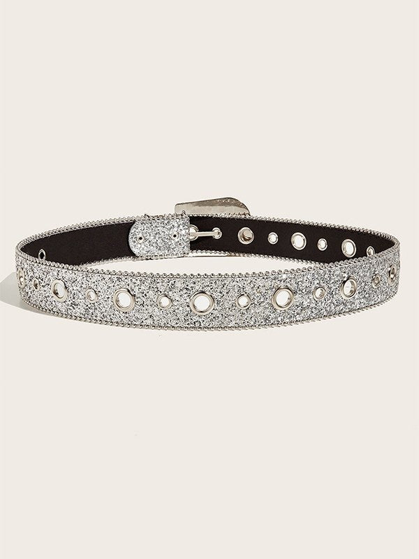 RHINESTONE BUCKLE BELT WITH JEWELED BUCKLE