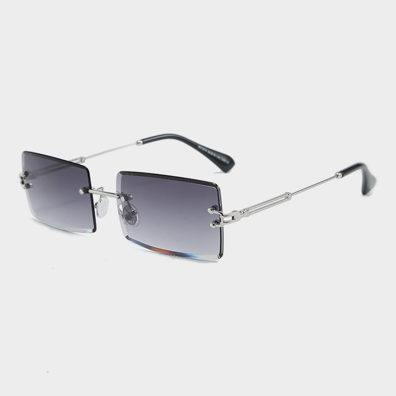 RIMLESS RECTANGULAR SUNGLASSES WITH GRADIENT LENSES ITALIAN ACETATE SUNGLASSES