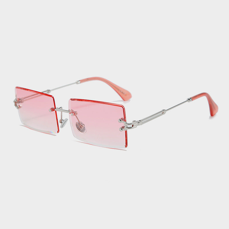 RIMLESS RECTANGULAR SUNGLASSES WITH GRADIENT LENSES ITALIAN ACETATE SUNGLASSES