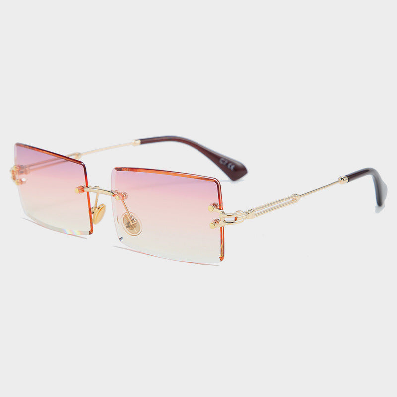RIMLESS RECTANGULAR SUNGLASSES WITH GRADIENT LENSES ITALIAN ACETATE SUNGLASSES