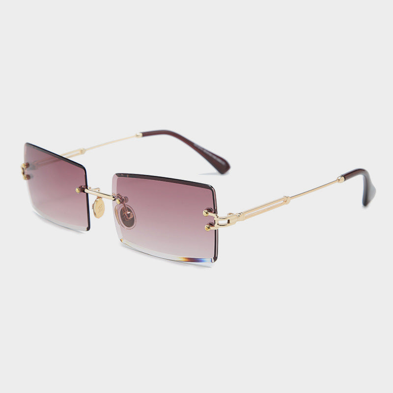 RIMLESS RECTANGULAR SUNGLASSES WITH GRADIENT LENSES ITALIAN ACETATE SUNGLASSES