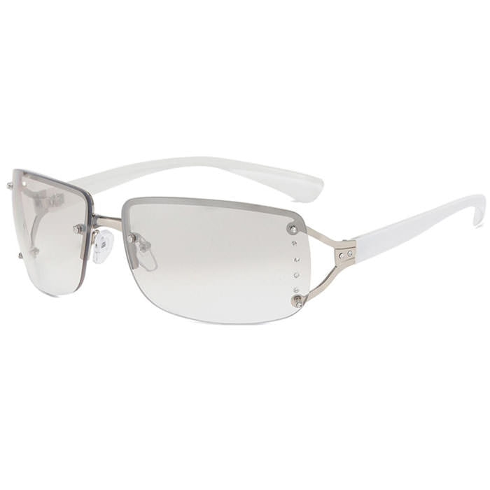 RIMLESS SUNGLASSES WHITE TEMPLES Y2K FASHION