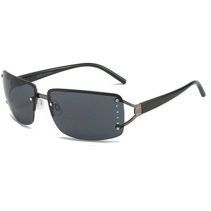 RIMLESS SUNGLASSES WHITE TEMPLES Y2K FASHION