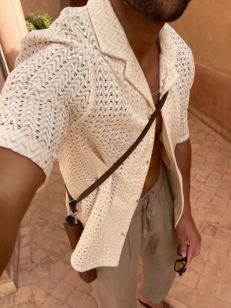 OPEN-WEAVE SHORT-SLEEVED SHIRT