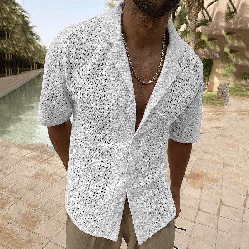 OPEN-WEAVE SHORT-SLEEVED SHIRT