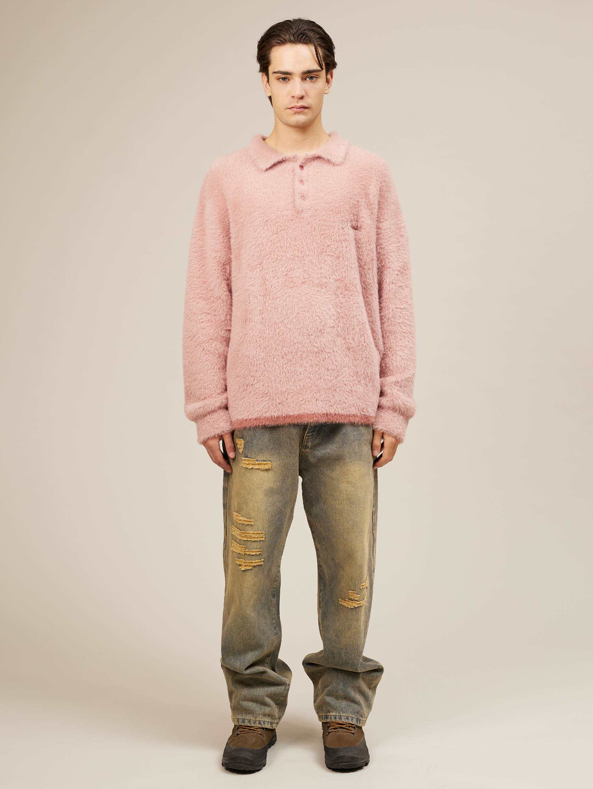 ROSE POLO LONG-SLEEVED SHIRT WITH POLO COLLAR