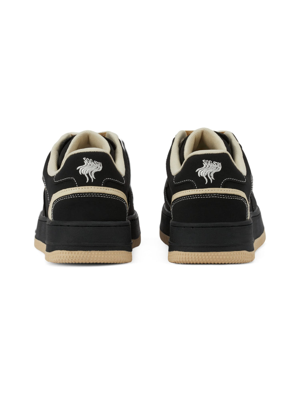 ROUND TOE CASUAL SNEAKERS BLACK AND BEIGE