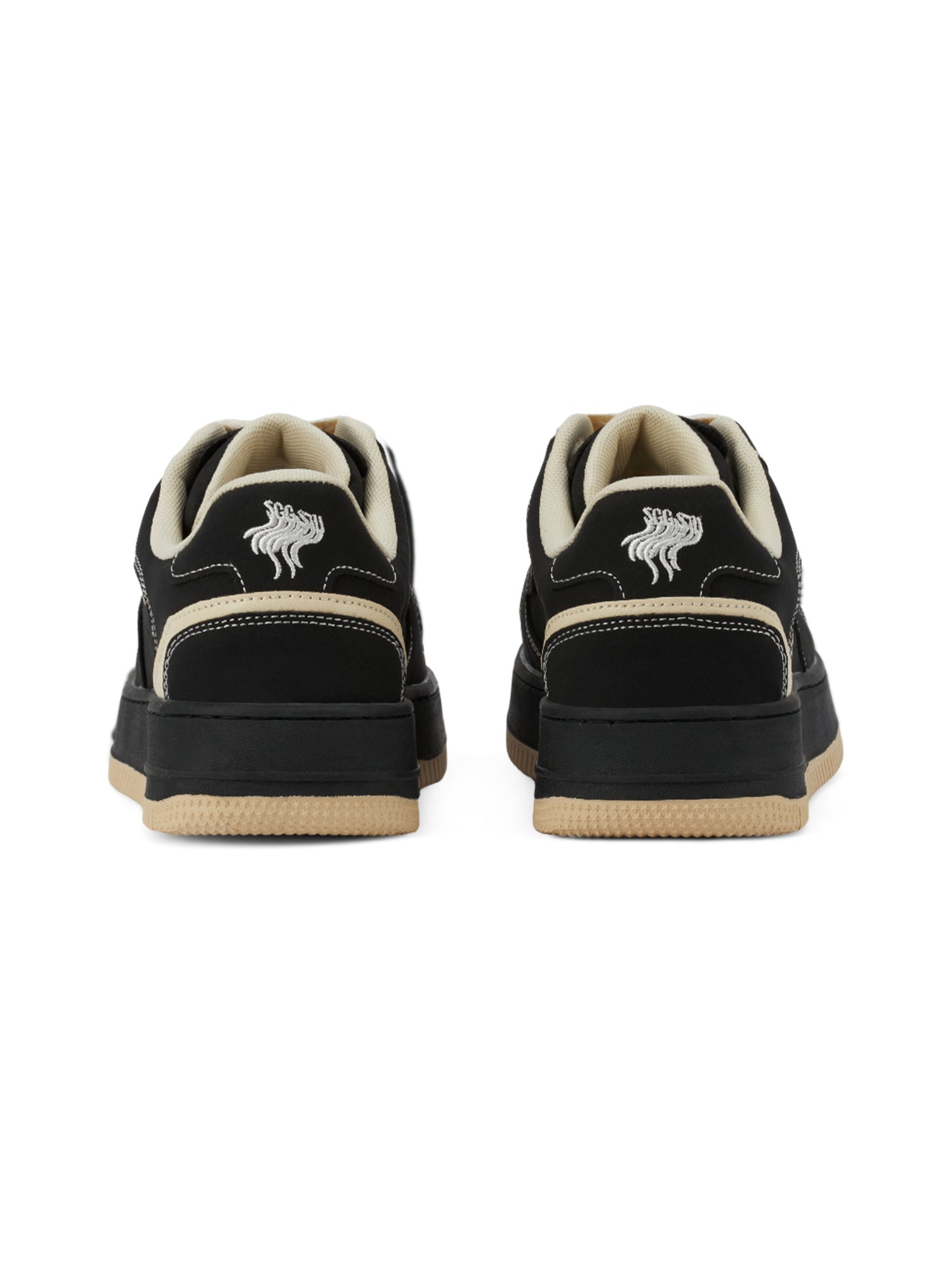 ROUND TOE CASUAL SNEAKERS BLACK AND BEIGE