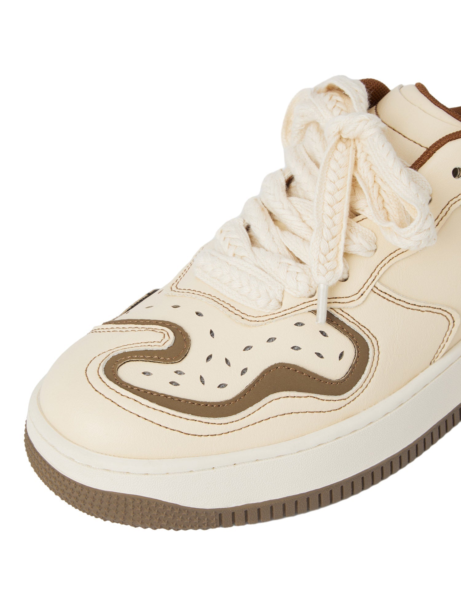 ROUND TOE CASUAL SNEAKERS BLACK AND BEIGE