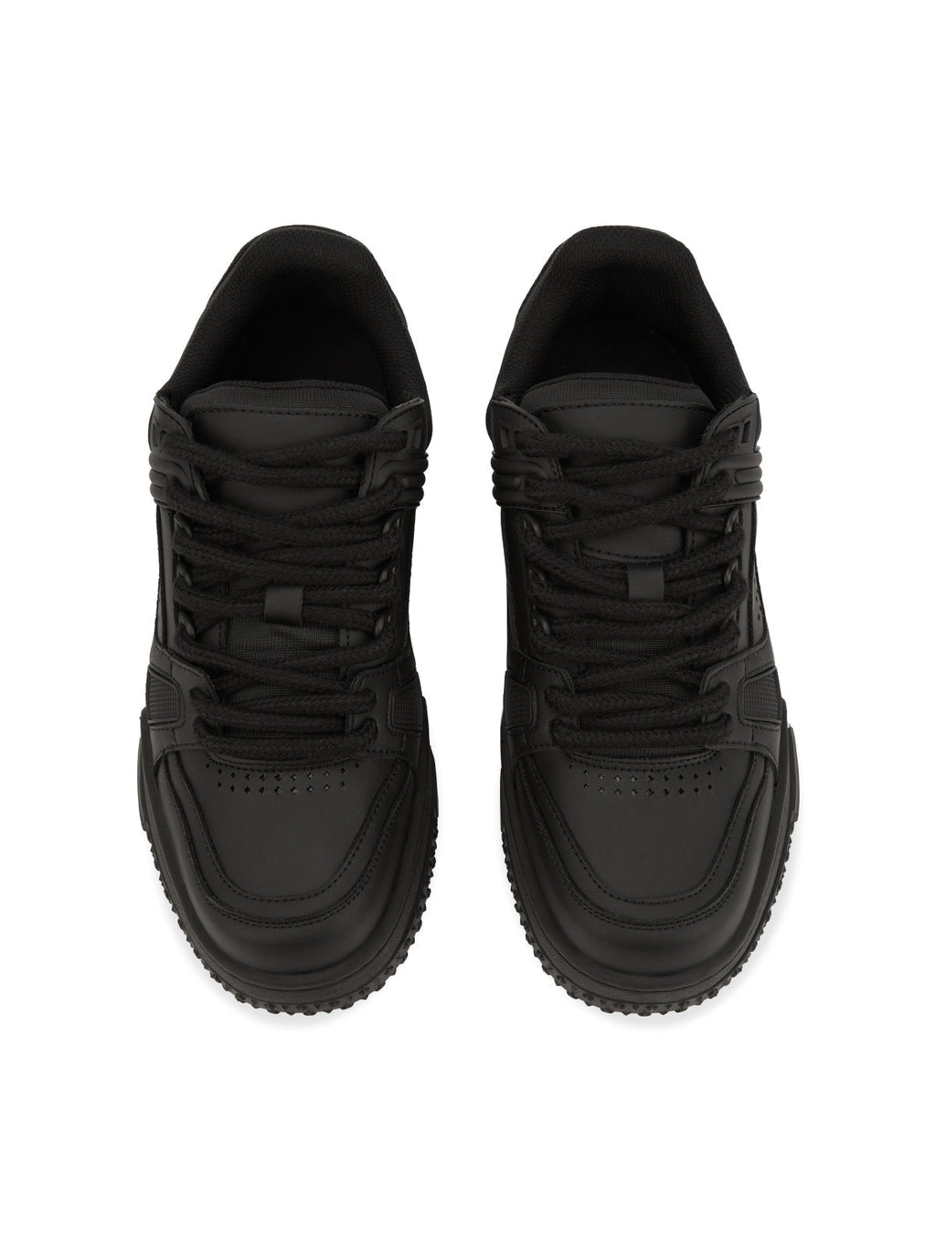 ROUND TOE DRY BLACK LEATHER SNEAKERS