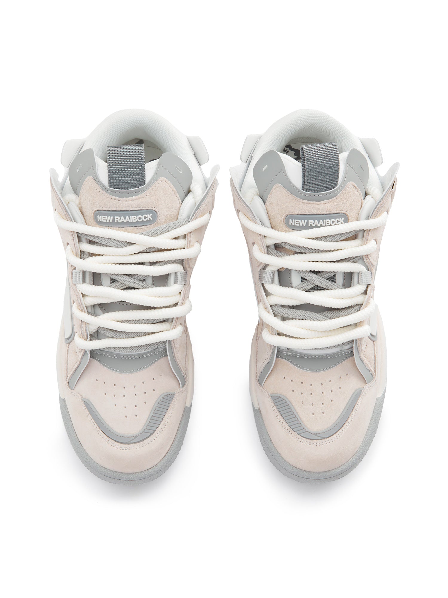 ROUND TOE HIGH SNEAKERS GRAY AND WHITE PAIR