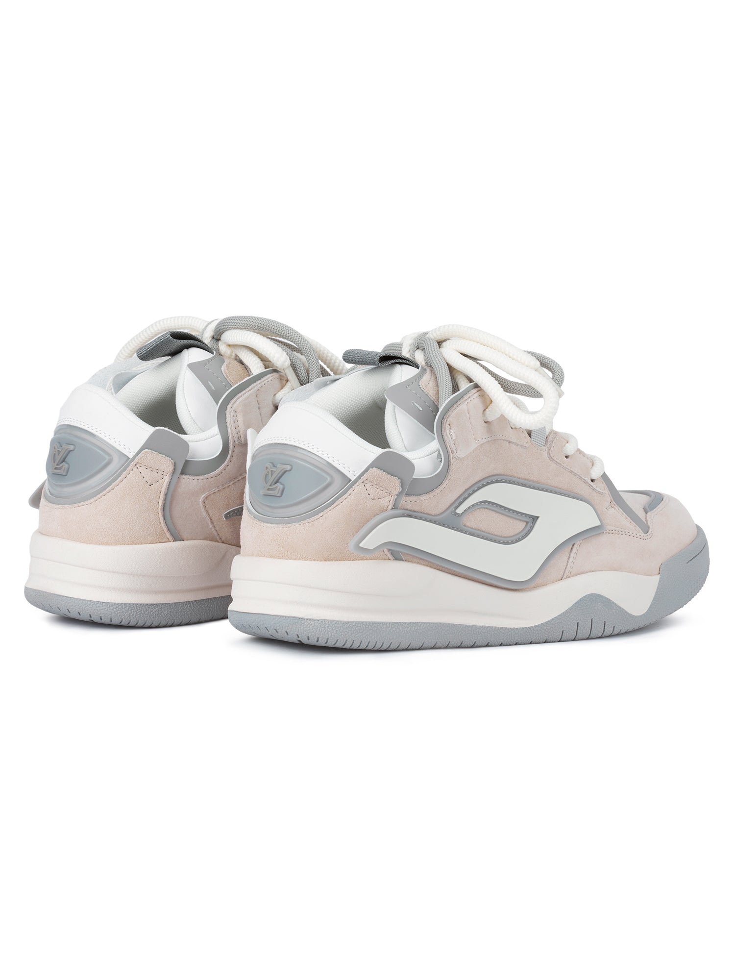 ROUND TOE HIGH SNEAKERS GRAY AND WHITE PAIR