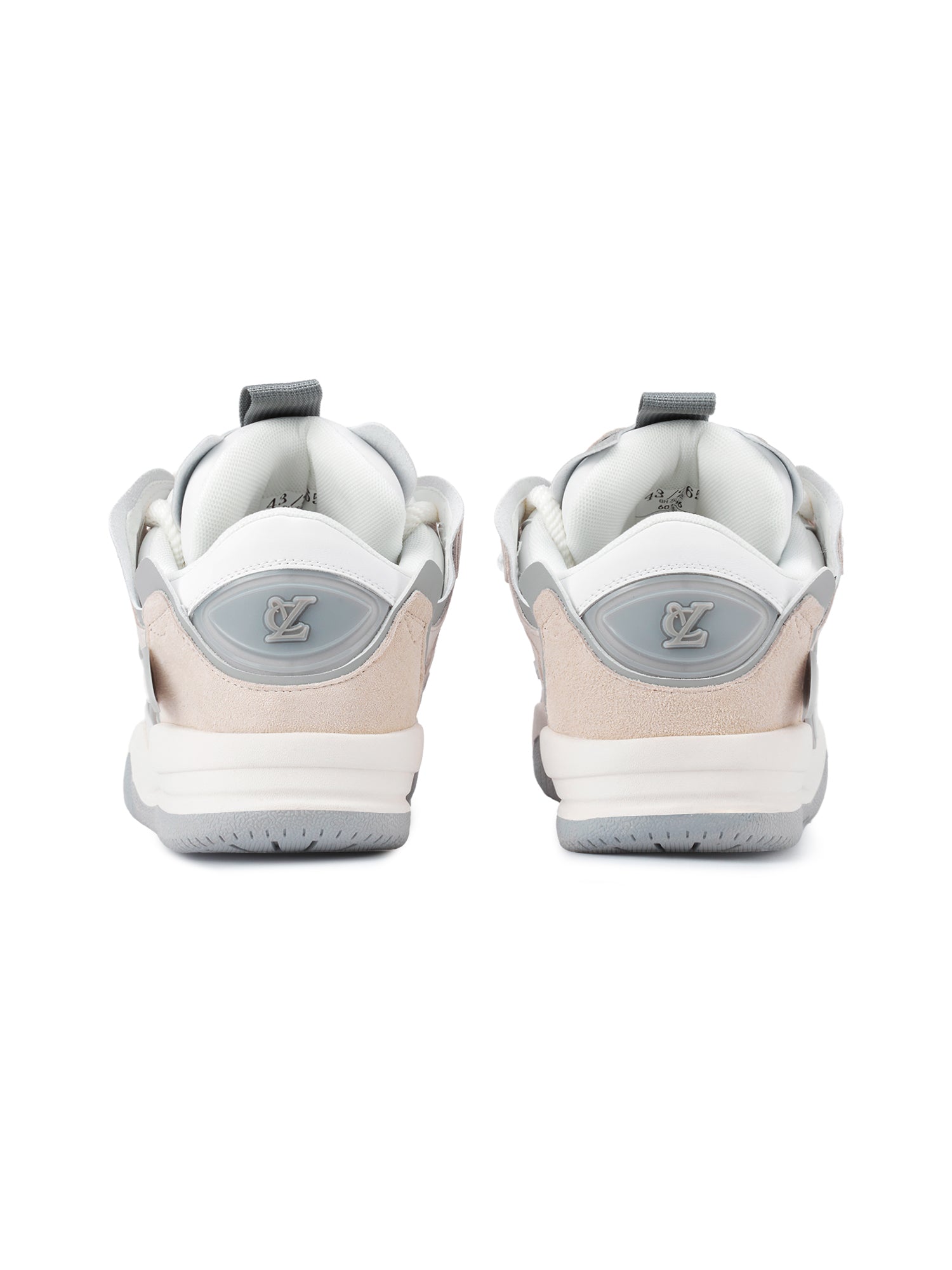 ROUND TOE HIGH SNEAKERS GRAY AND WHITE PAIR