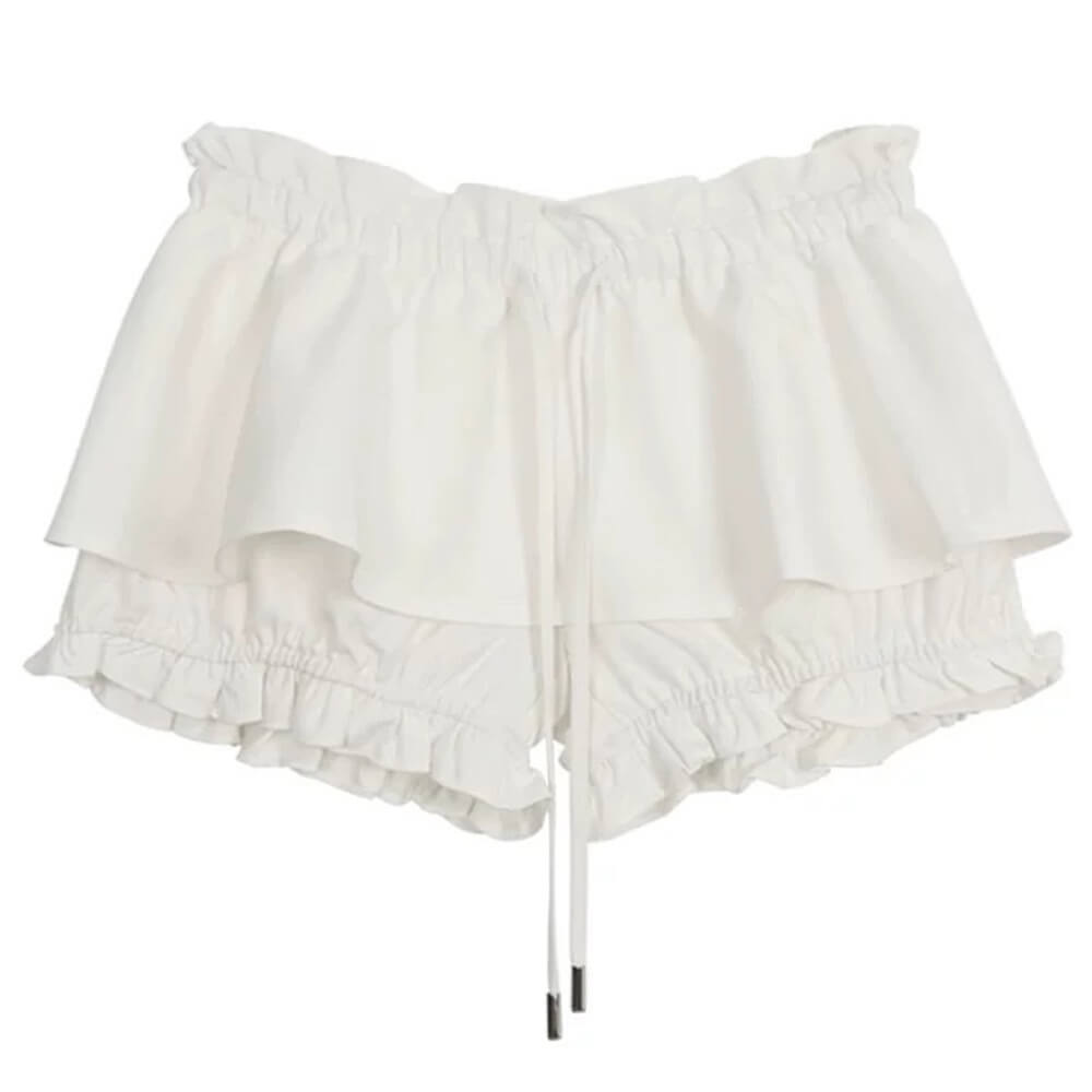 RUFFLED WHITE MINI SKIRT