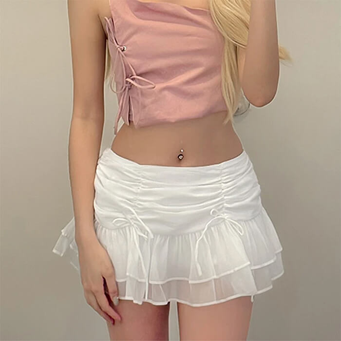 RUFFLED WHITE MINI SKIRT: COQUETTE DREAM