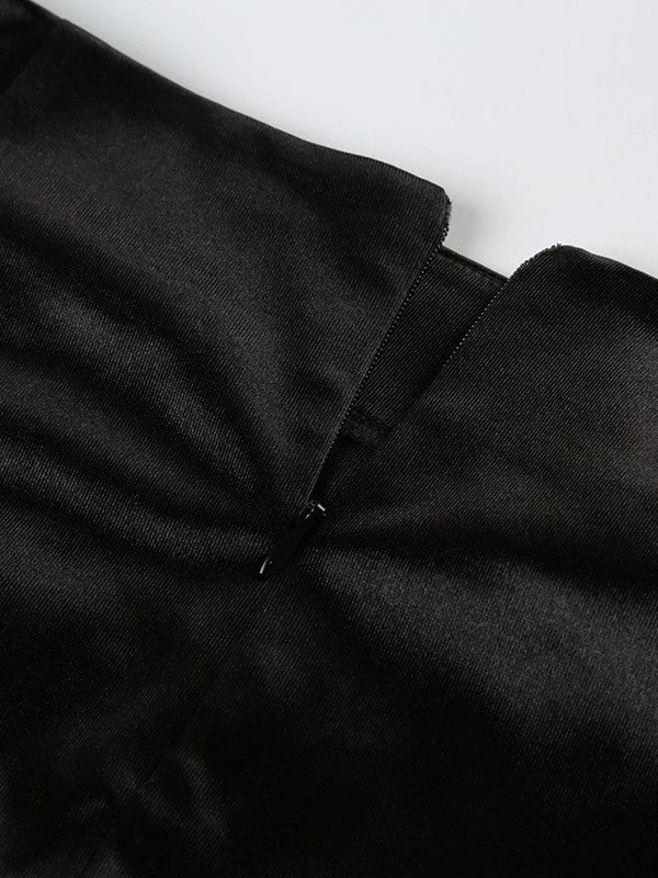 SATIN MINI SKIRT WITH BOW DETAIL - ELEGANT SATIN MINI SKIRT