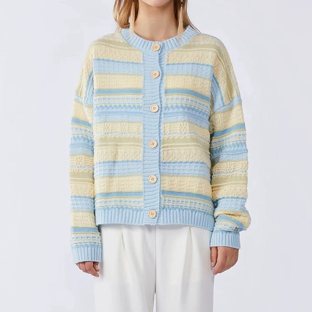 SERENE SKY PASTEL STRIPED CARDIGAN