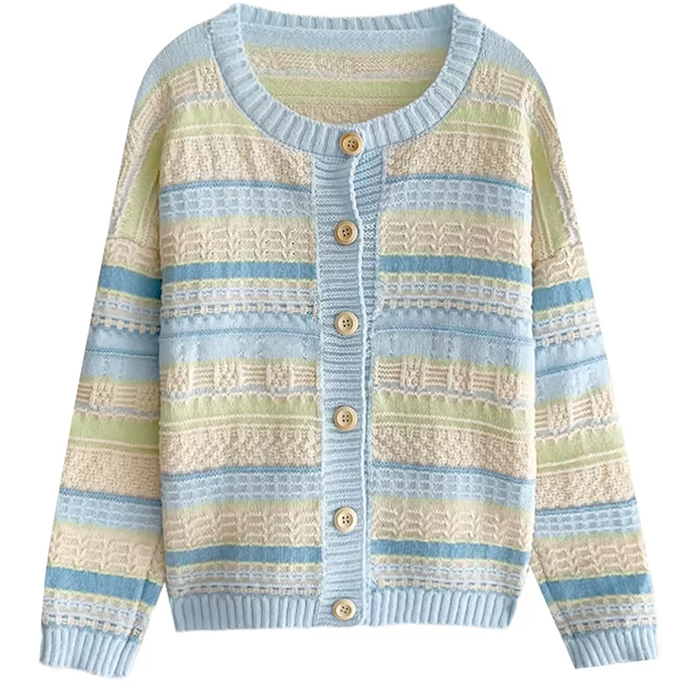 SERENE SKY PASTEL STRIPED CARDIGAN