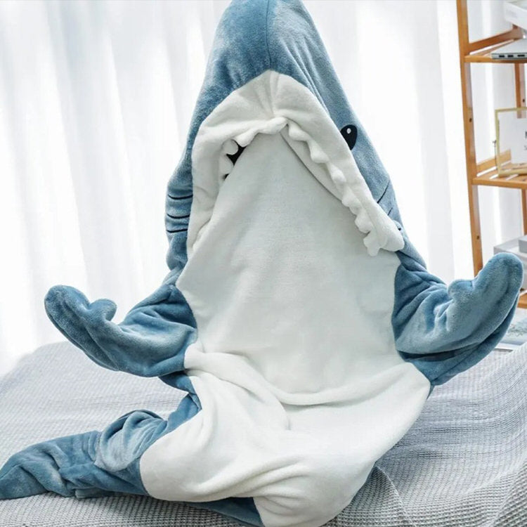 SHARK-SHAPED HOODED ONESIE FOR ADULTS AND KIDS SHARK BLANKET COSTUME