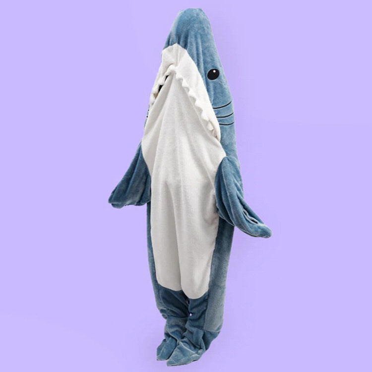 SHARK-SHAPED HOODED ONESIE FOR ADULTS AND KIDS SHARK BLANKET COSTUME