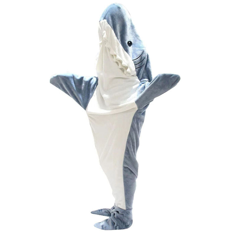 SHARK-SHAPED HOODED ONESIE FOR ADULTS AND KIDS SHARK BLANKET COSTUME