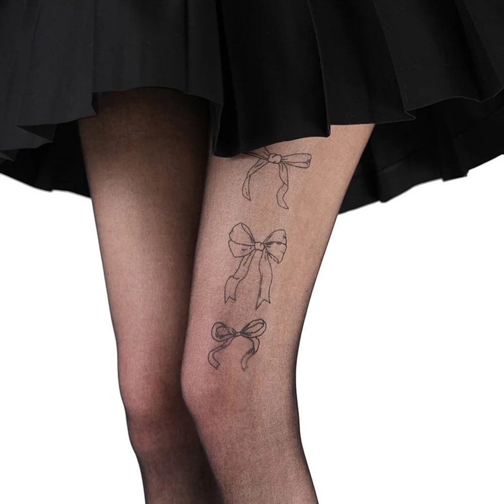 SHEER TIGHTS ELEGANT BOW-TIE DELICATE BOW PRINT
