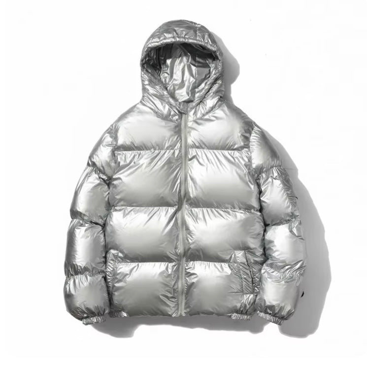 SHINY BLACK PUFFER JACKET WITH HOOD - LIGHTWEIGHT JACKET PUFF TO STAY WARM