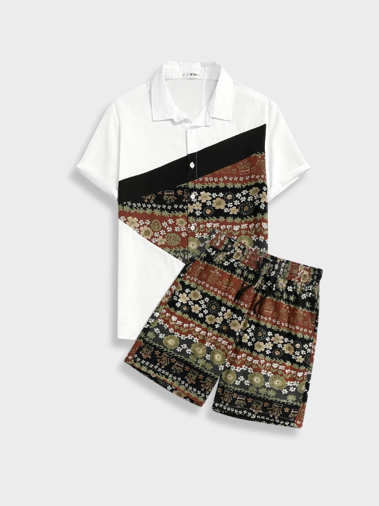 SHIRT AND SHORTS SET VINTAGE CHIC HOMME MATCHING OUTFIT