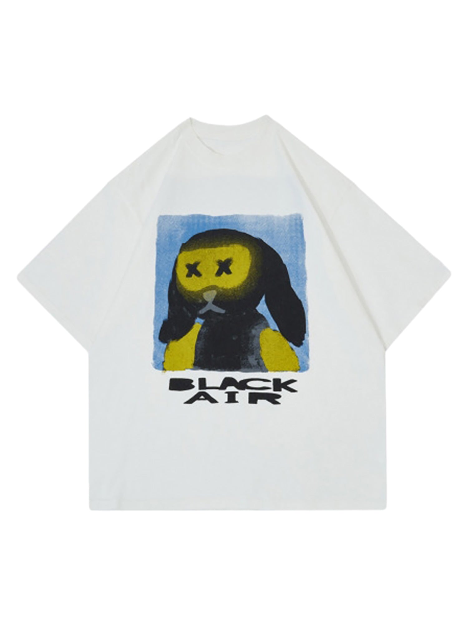 SHORT SLEEVE BLACK CARTOON DOG GRAPHIC T-SHIRT - TRENDY CASUAL WEAR