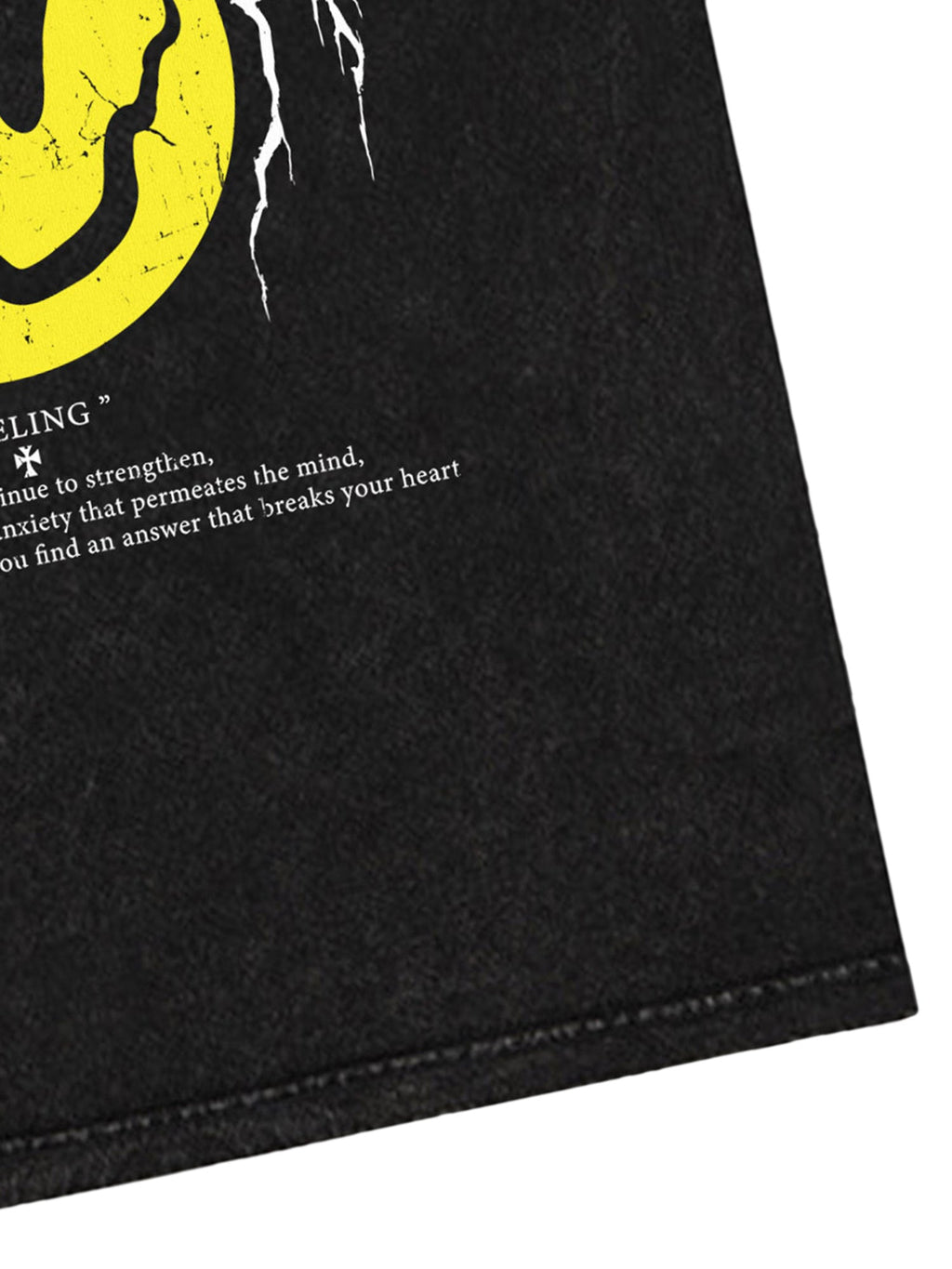 SHORT SLEEVE BLACK T-SHIRT WITH SMILEY FACE GRAPHIC