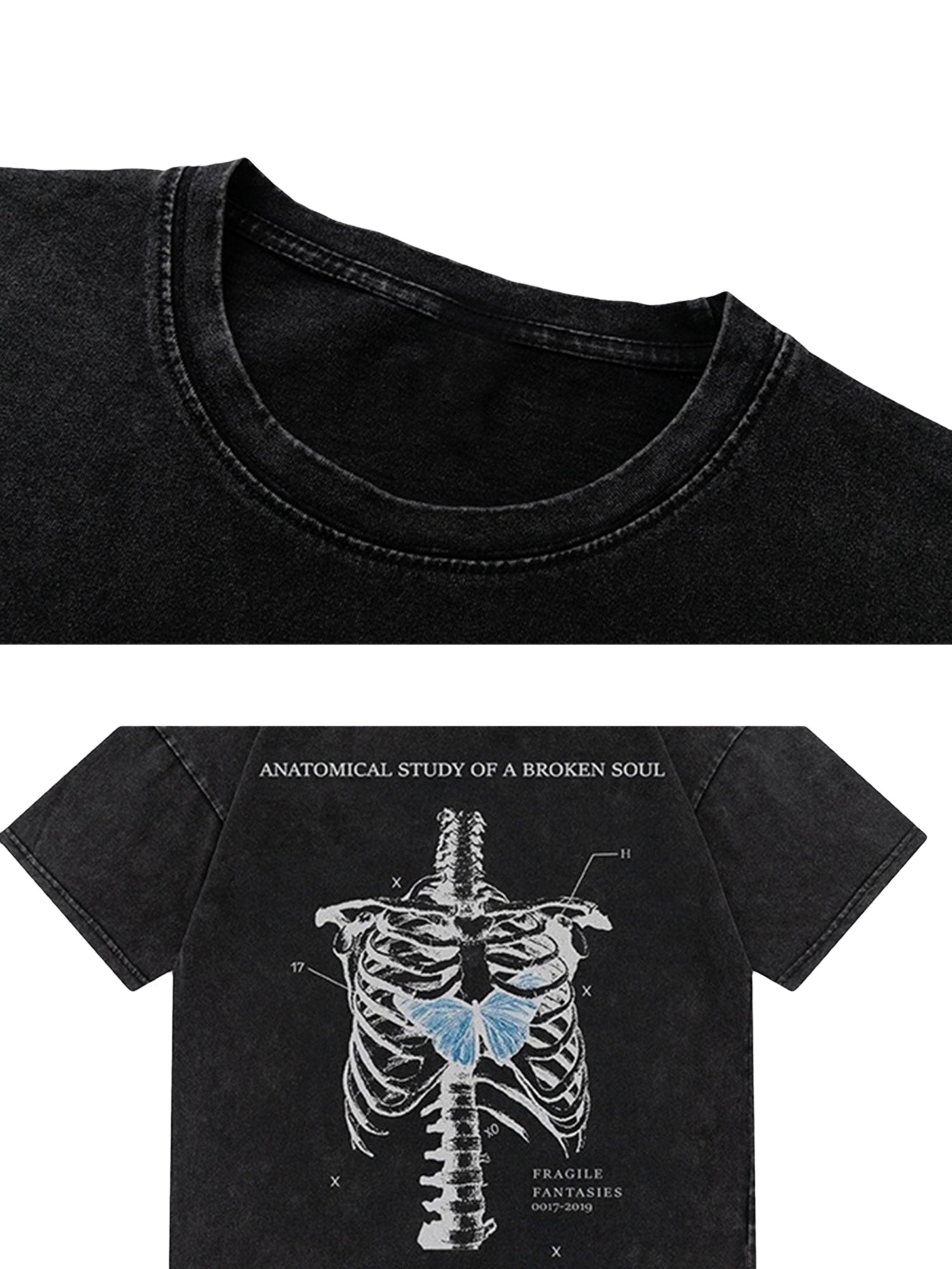 SHORT SLEEVE JERSEY SKELETON GRAPHIC T-SHIRT - COOL SHORT SLEEVE DESIGN