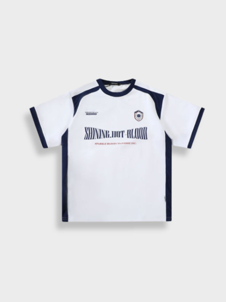 SHORT-SLEEVED BLACK AND WHITE SHIRT HOT TEE SHIRT HOT BLOOD