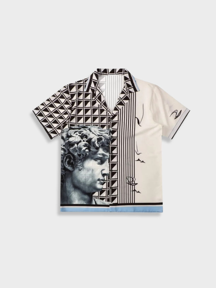 SHORT-SLEEVED BUTTON-DOWN ROMA SHIRT VINTAGE ART PRINT