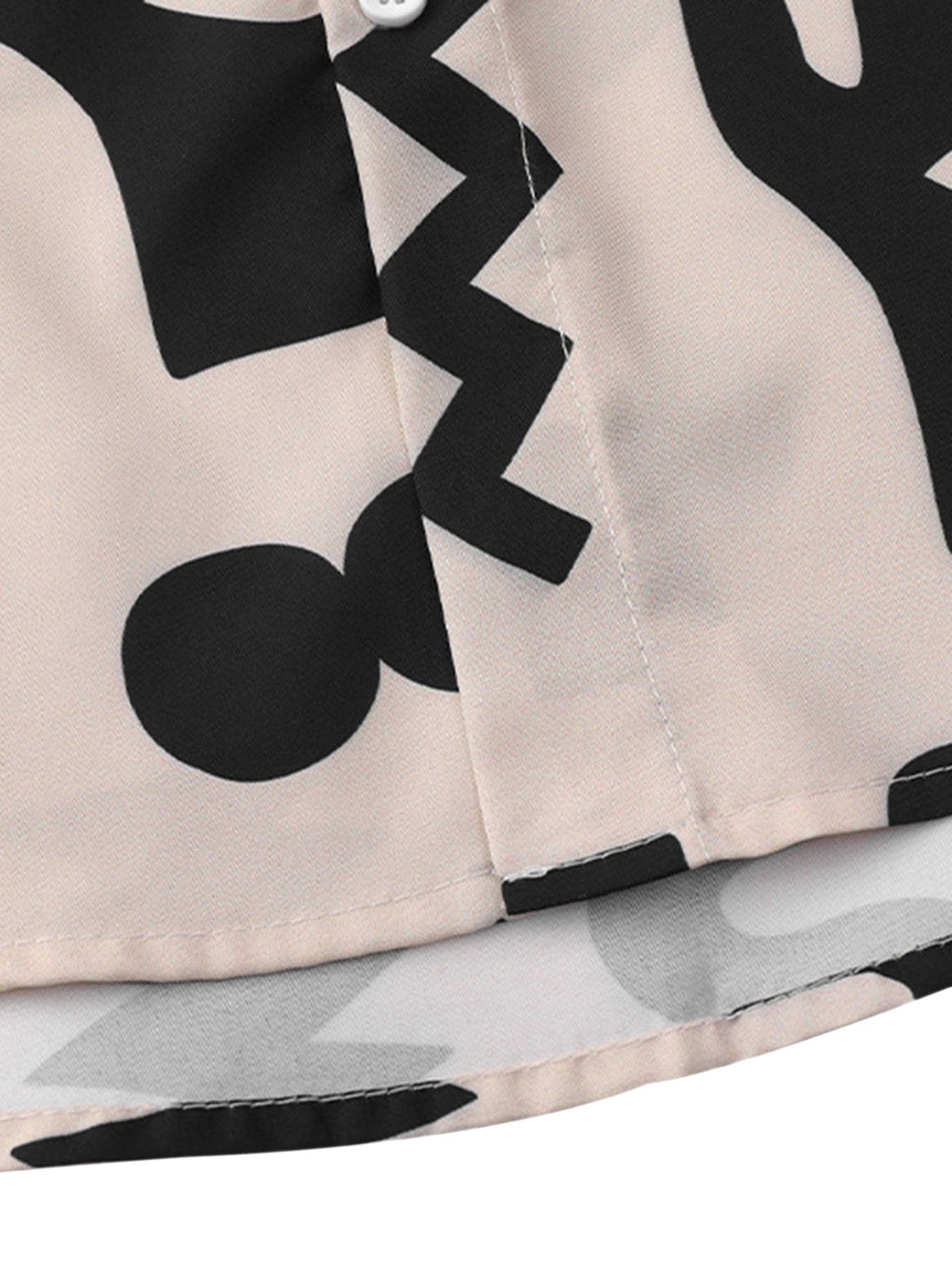 SHORT-SLEEVED BUTTON-DOWN SHIRT WITH BLACK MYSTICAL PATTERN - TRENDY CASUAL